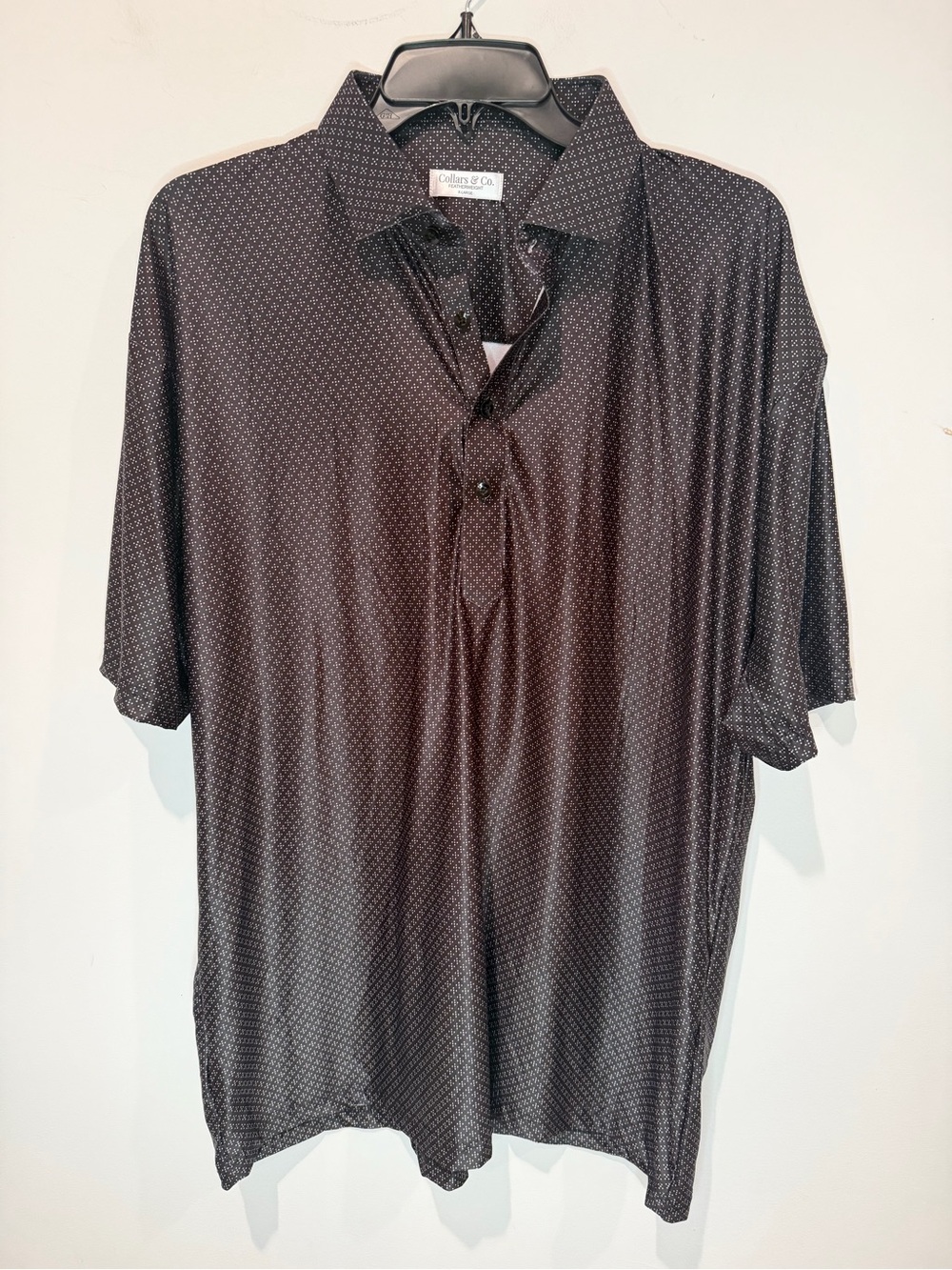 Relaxed Black Micro-Pattern Polo Shirt by Collars & Co.
